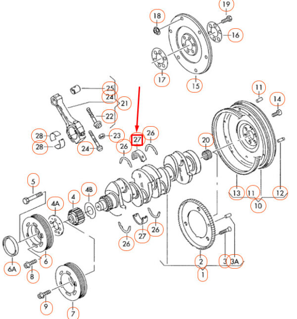 NEW AUDI A3 8P UPPER ENGINE CRANKSHAFT BEARING SHELL 06H105561JROT ORIGINAL - Image 4