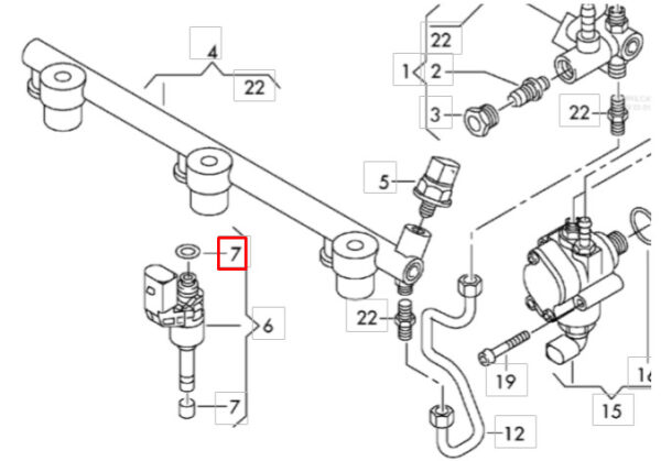 NEW AUDI Q7 4L FUEL INJECTOR O-RING KIT 03H198149 ORIGINAL - Image 4