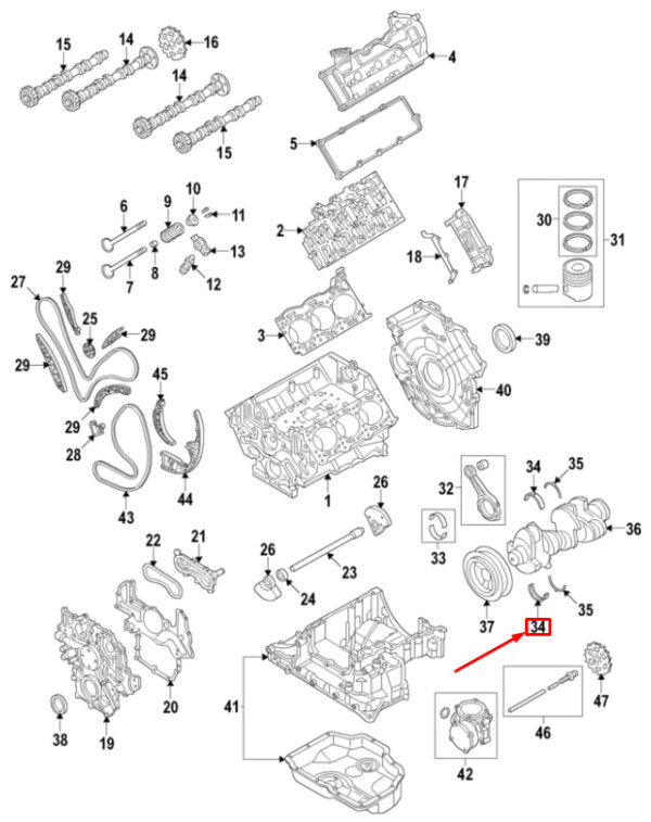 NEW AUDI Q7 4L LOWER ENGINE CRANKSHAFT BEARING 059105591SBLA ORIGINAL - Image 4