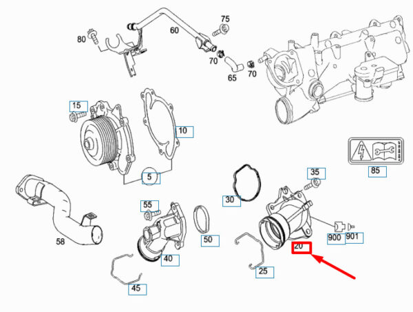 NEW MB E W211 COOLANT THERMOSTAT WITH HEATING CONNECTION A6422002115 ORIGINAL - Image 4