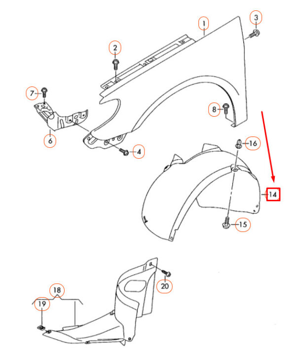 NEW VOLKSWAGEN PASSAT CC FRONT RIGHT WHEEL HOUSING LINER 3C8805978B ORIGINAL - Image 4