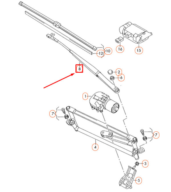 NEW VOLKSWAGEN EOS FRONT RIGHT AERO WIPER ARM LHD 1Q195541003C - Image 6