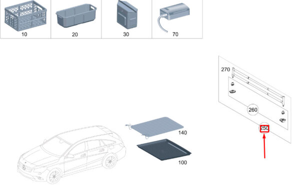 NEW MB CLA C117 PARTITION GRILLE TELESCOPIC FRAME PARTS KIT A1668600034 ORIGINAL - Image 4