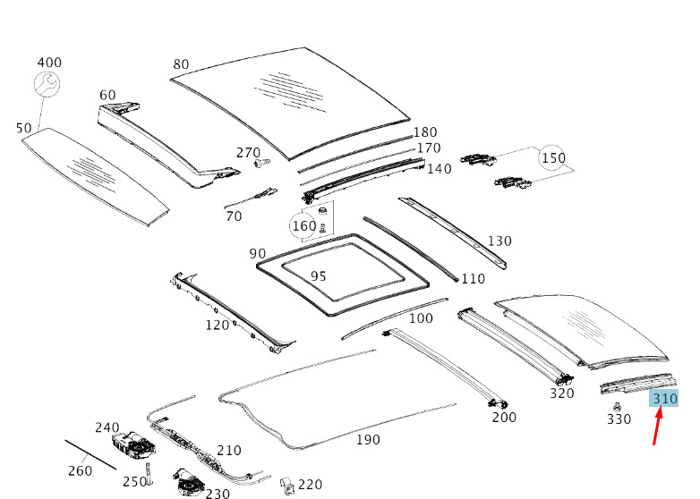 NEW MERCEDES-BENZ C W205 REAR RIGHT ROOF GUIDE RAIL A2057803900 ORIGINAL 4 NEW MERCEDES-BENZ C W205 REAR RIGHT ROOF GUIDE RAIL A2057803900 ORIGINAL - Image 4