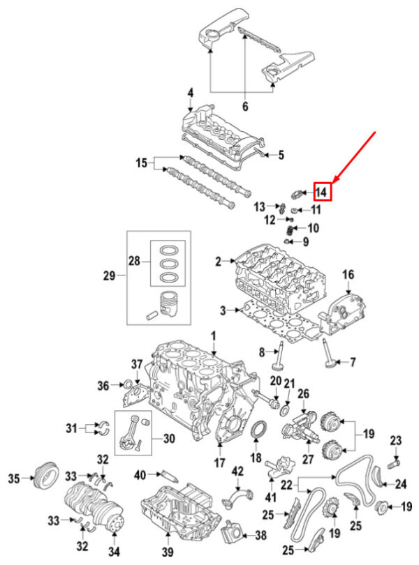 NEW AUDI Q7 4L ENGINE ROLLER ROCKER ARM 022109417E ORIGINAL - Image 4