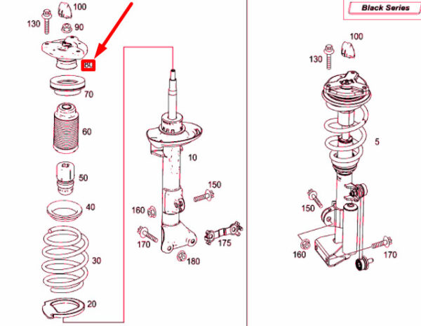 NEW MERCEDES-BENZ C C204 FRONT SUSPENSION STRUT UPPER MOUNT A2043201573 ORIGINAL - Image 4