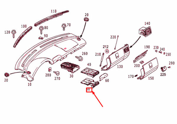NEW MB SLK R170 INSTRUMENT PANEL CUP HOLDER HOUSING LHD A1706801352 ORIGINAL - Image 4