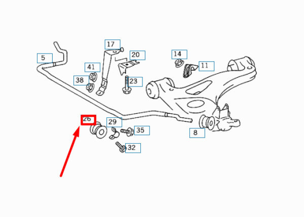 NEW MERCEDES-BENZ SLK R170 FRONT TORSION BAR RUBBER MOUNTING A2023230285 - Image 4