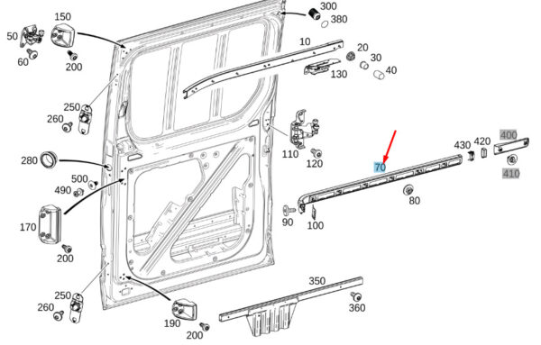 NEW MB SPRINTER W907 SLIDING DOOR CENTER RIGHT GUIDE RAIL A9107660800 ORIGINAL - Image 4