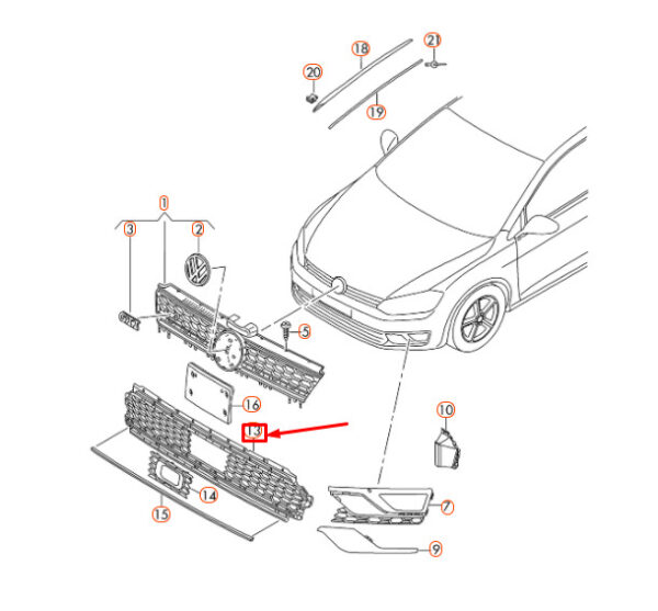 NEW VOLKSWAGEN GOLF MK7 FRONT BUMPER LOWER VENT GRILLE 5G0853677K9B9 ORIGINAL - Image 4