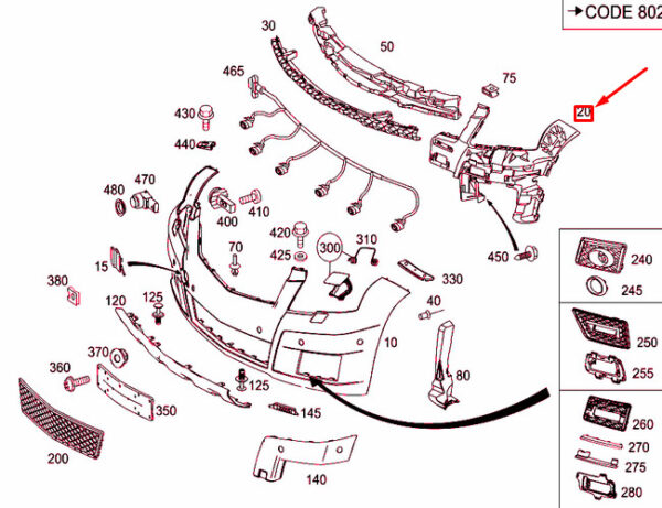 NEW MB GLK X204 FRONT BUMPER LEFT BASIC MOUNTING A2048853465 ORIGINAL - Image 4