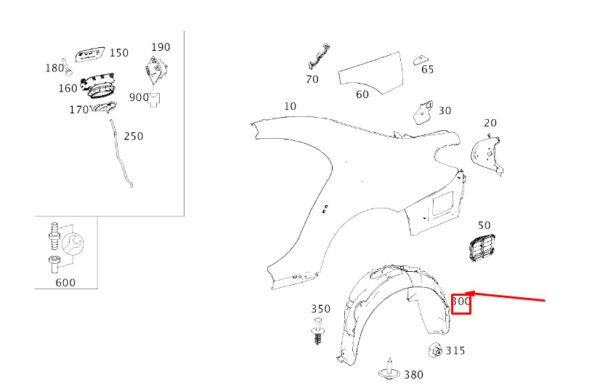 NEW MERCEDES-BENZ S W222 REAR RIGHT WHEEL HOUSING LINER A2226908200 ORIGINAL - Image 4