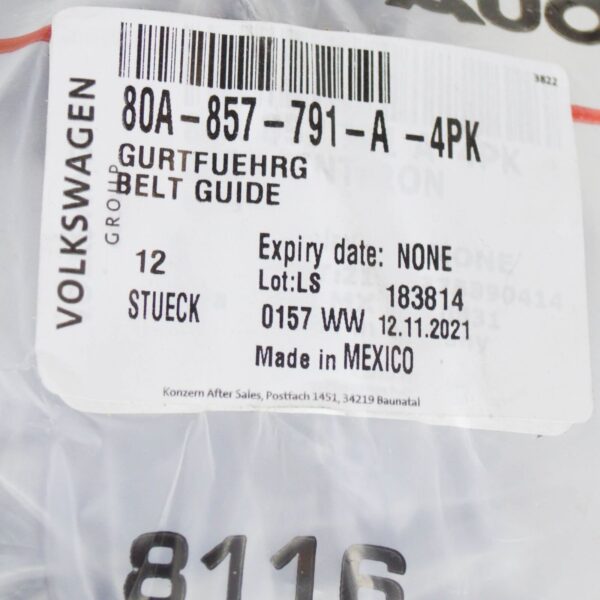 NEW AUDI Q5 FY REAR LEFT SEAT BELT GUIDE 80A857791A 4PK 80A857791A4PK - Image 6