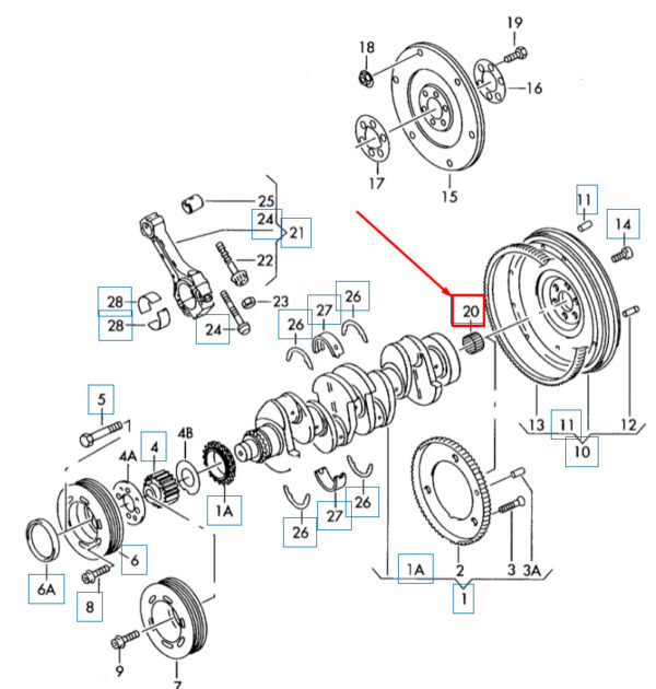 NEW AUDI A3 8V CRANKSHAFT NEEDLE BEARING 056105313C ORIGINAL - Image 4