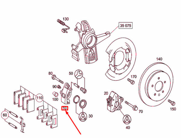 NEW MERCEDES-BENZ ML W163 REAR LEFT WHEEL BRAKE CALIPER A1634200383 ORIGINAL - Image 4