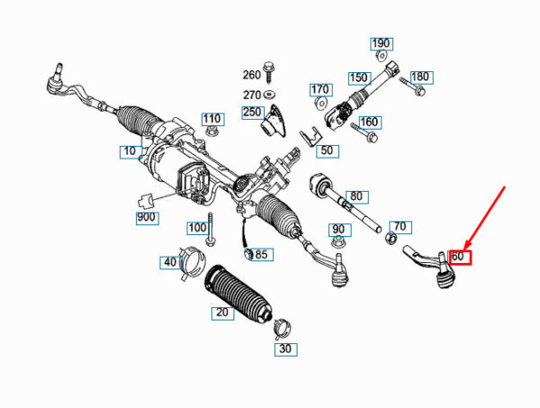 NEW MERCEDES-BENZ E W212 FRONT RIGHT OUTSIDE TIE ROD A2124600205 ORIGINAL - Image 4