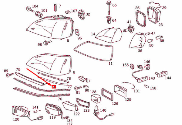 NEW MERCEDES-BENZ S W140 FRONT LEFT LIGHTING UNIT SEAL A1408260980 ORIGINAL - Image 4