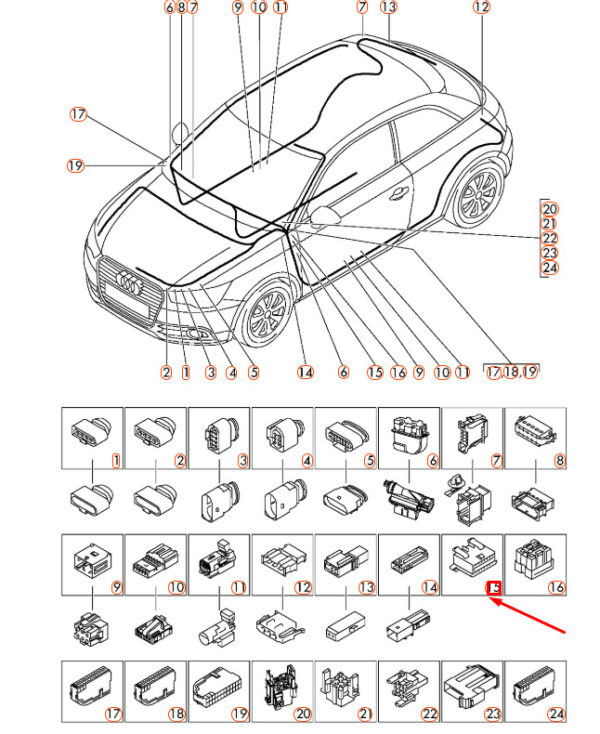 NEW AUDI A1 MK1 DIAGNOSTIC PLUG FLAT CONTACT HOUSING 16 PIN 3A0972695A ORIGINAL - Image 4