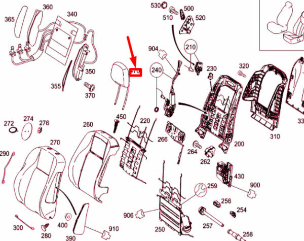 NEW MERCEDES-BENZ C W204 FRONT SEAT HEAD REST A20497065507K50 ORIGINAL - Image 4