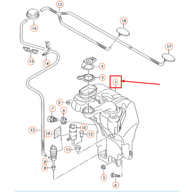 NEW AUDI A8 D3 WINDSHIELD WASHER FLUIDE RESERVOIR TANK 4E0955453J ORIGINAL - Image 4