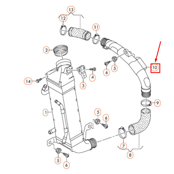 NEW VOLKSWAGEN PASSAT B8 CHARGE AIR COOLER PRESSURE PIPE 3AA145840A ORIGINAL - Image 4