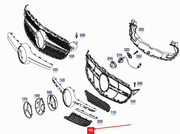 NEW MERCEDES-BENZ C COUPE C205 LEFT RADIATOR GRILLE INSERT A2058881560 ORIGINAL - Image 4