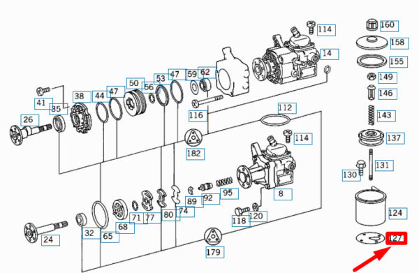 NEW MERCEDES-BENZ SL R129 POWER STEERING RESERVOIR GASKET A1294660180 ORIGINAL - Image 4