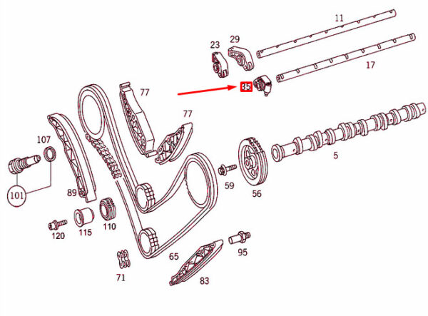 NEW MERCEDES-BENZ S W220 AMG EXHAUST VALVER ROCKER ARM A1130501034 ORIGINAL - Image 4
