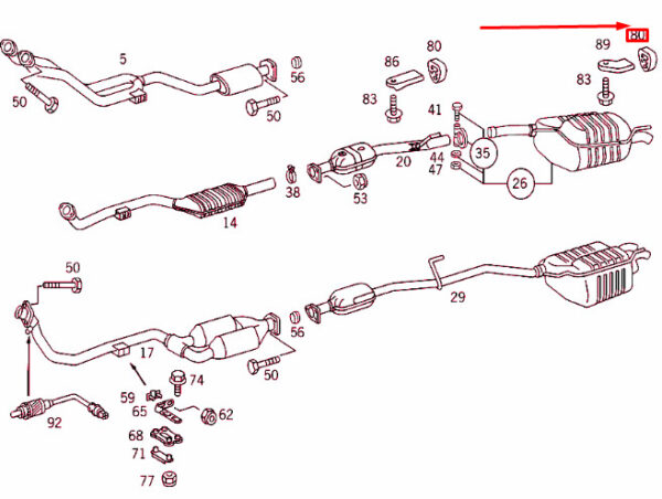NEW MERCEDES-BENZ C W202 EXHAUST SYSTEM SUSPENSION RING A2024920344 ORIGINAL - Image 4