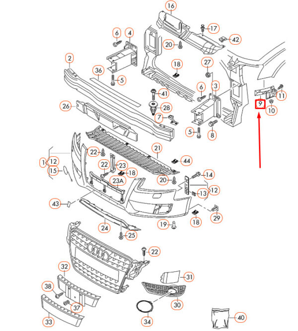 NEW AUDI A4 B8 FRONT BUMPER RIGHT GUIDE SECTION 8K0807284 ORIGINAL - Image 4