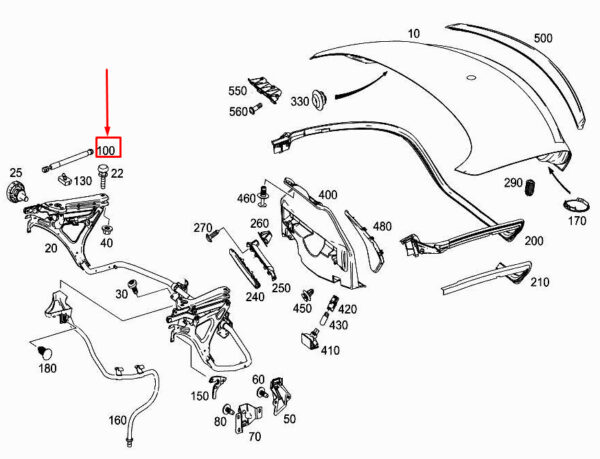 NEW MERCEDES-BENZ SLK R172 REAR TAILGATE GAS STRUT A1729800464 ORIGINAL - Image 4