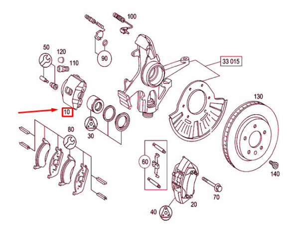NEW MERCEDES-BENZ ML W163 FRONT RIGHT WHEEL BRAKE CALIPER A1634200183 ORIGINAL - Image 4