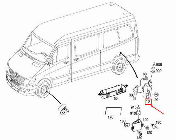 NEW MERCEDES-BENZ SPRINTER 906 TPMS ANTENNA A9068200975 ORIGINAL - Image 4