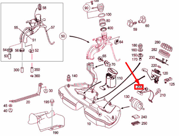 NEW MERCEDES-BENZ C W203 FUEL FILTER BRACKET A2034770041 ORIGINAL - Image 4