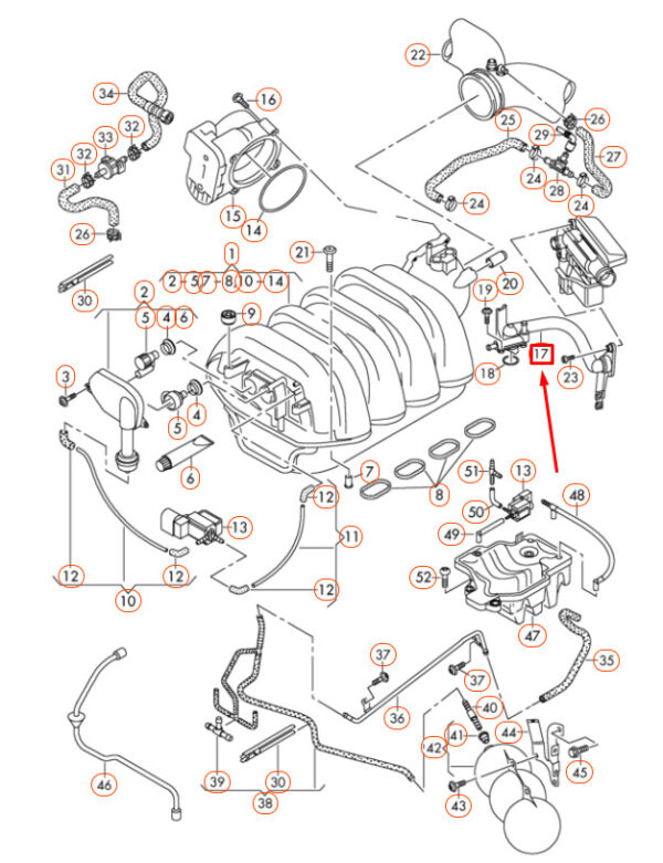 NEW AUDI Q7 4L INTAKE SYSTEM VACUUM SYSTEM ADAPTER 079133424T - Image 6