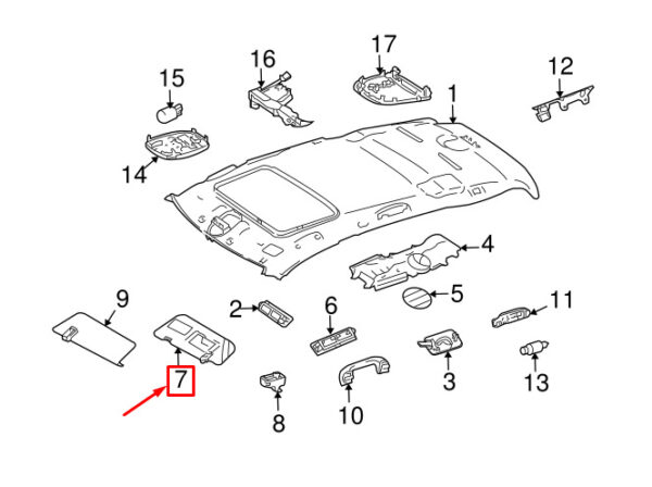 NEW MERCEDES-BENZ GL X164 LEFT SIDE SUN VISOR A16481023107F59 ORIGINAL - Image 4