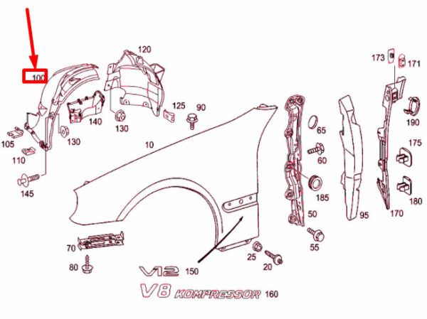 NEW MB CL C215 FRONT LEFT WHEEL HOUSING LINER FRONT PART A2156901930 ORIGINAL - Image 4
