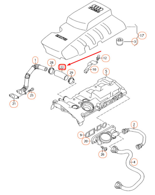 NEW AUDI A1 MK1 BREATHER HOSE LINE 06F103213M ORIGINAL - Image 4