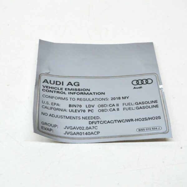 NEW AUDI A4 AVANT B9 EMISSION CONTROL INFORMATION LABEL 8W0010504J ORIGINAL - Image 4