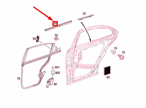 NEW MERCEDES-BENZ S W221 REAR RIGHT DOOR COVER STRIP A22173706749051 ORIGINAL - Image 4