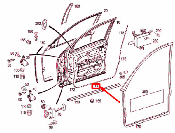 NEW MERCEDES-BENZ C W203 FRONT LEFT DOOR ENTRANCE RAIL A2037270335 ORIGINAL - Image 4