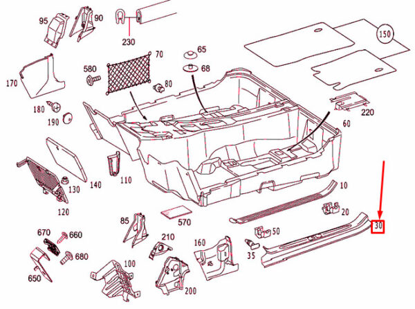 NEW MERCEDES-BENZ SL R230 LEFT OUTSIDE RAIL SCUFF PLATE A23068049359051 ORIGINAL - Image 4