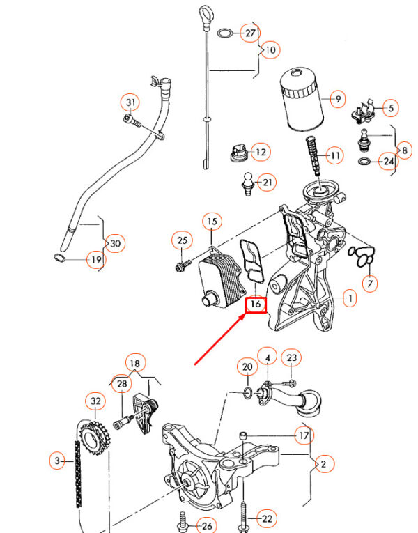 NEW AUDI A3 8P ENGINE OIL COOLER SEAL 06J117070C ORIGINAL - Image 4