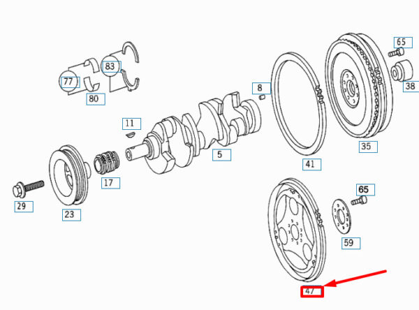 NEW MERCEDES-BENZ SL R129 CRANKSHAFT AND FLYWHEEL RING GEAR A6280300012 ORIGINAL - Image 4