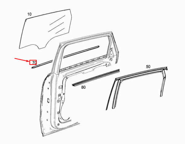 NEW MERCEDES-BENZ B W246 REAR RIGHT DOOR WINDOW TRIM STRIP A2467350482 ORIGINAL - Image 4