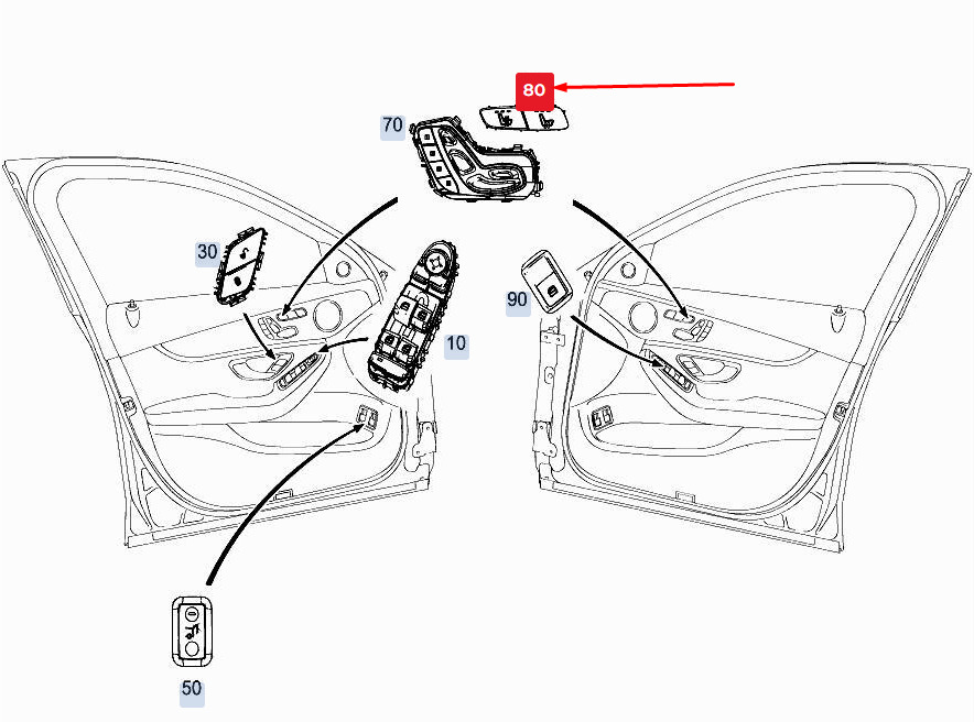 NEW MERCEDES-BENZ C W205 RIGHT DOOR SEAT CONTROL BUTTON A21390575027N49 ORIGINAL 4 NEW MERCEDES-BENZ C W205 RIGHT DOOR SEAT CONTROL BUTTON A21390575027N49 ORIGINAL - Image 4