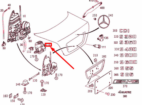 NEW MERCEDES-BENZ S W220 REMOTE TRUNK RELEASE HANDLE A2207501493 ORIGINAL - Image 4