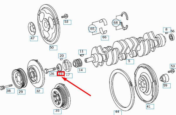 NEW MB SL R129 CRANKSHAFT PULLEY TO CRANKSHAFT WASHER A6049900040 ORIGINAL - Image 4