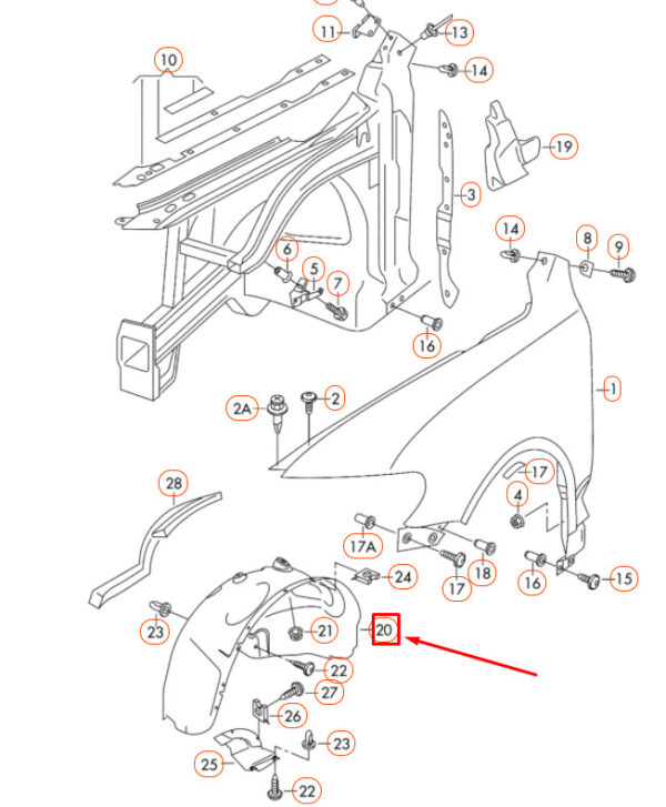 NEW VOLKSWAGEN TOUAREG 7L FRONT RIGHT WHEEL HOUSING LINER 7L6809962M ORIGINAL - Image 4