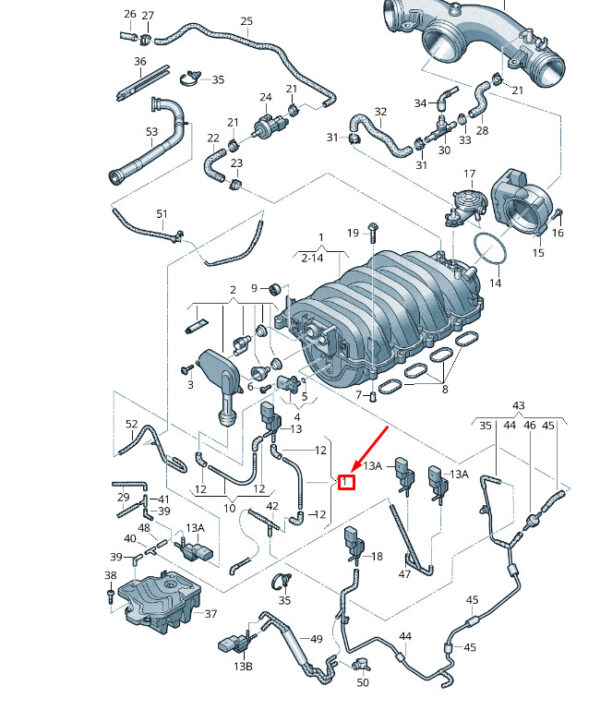 NEW VW TOUAREG 7P MK2 VACUUM PIPE 079133789A ORIGINAL - Image 4